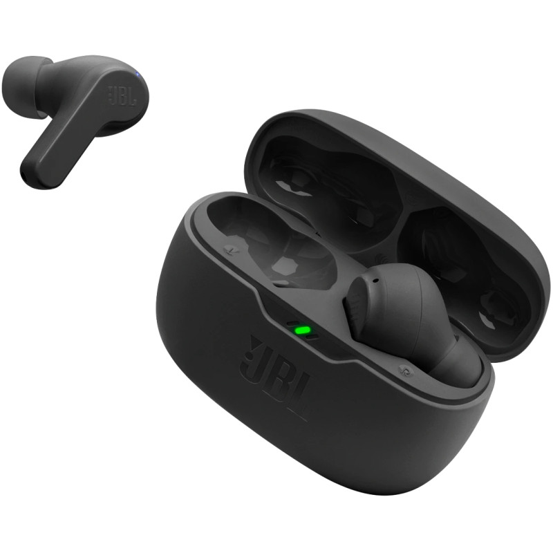 Навушники JBL Wave Beam, Black, Bluetooth, мікрофон, чохол з функцією зарядки, технологія "JBL Deep Bass Sound" (JBLWBEAMBLK)