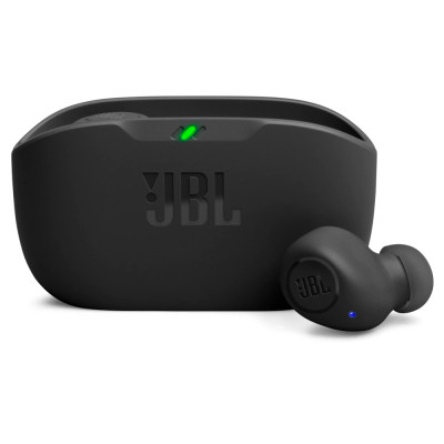 Навушники JBL Wave Buds, Black, Bluetooth, мікрофон, чохол з функцією зарядки, технологія `JBL Deep Bass Sound` (JBLWBUDSBLK)