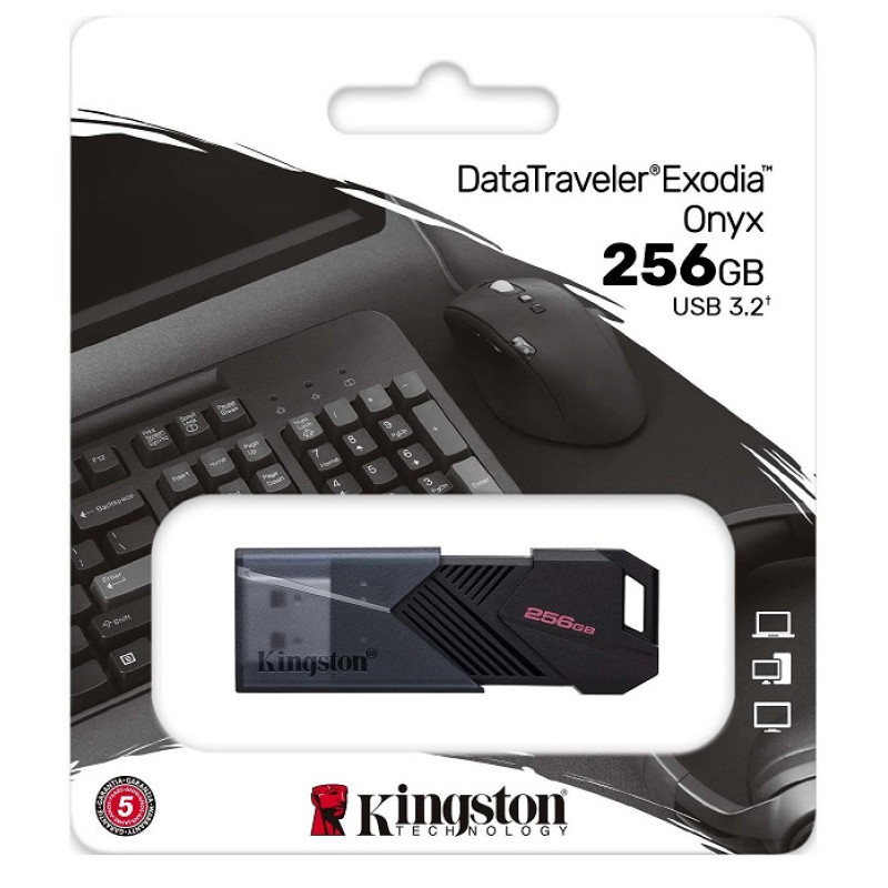 Флеш накопичувач USB 256Gb Kingston DataTraveler Exodia Onyx, Black, USB 3.2 Gen 1 (DTXON/256GB)