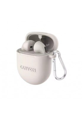 Навушники Canyon TWS-6, Beige, бездротові (Bluetooth 5.3), мікрофон, динаміки 13 мм, зарядний бокс, стереозвук, функція "Handsfree", 30 / 400 mAh (CNS-TWS6BE)