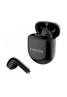 Навушники Canyon TWS-6, Black, бездротові (Bluetooth 5.3), мікрофон, динаміки 13 мм, зарядний бокс, стереозвук, функція "Handsfree", 30 / 400 mAh (CNS-TWS6B)