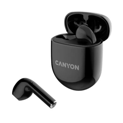 Навушники Canyon TWS-6, Black, бездротові (Bluetooth 5.3), мікрофон, динаміки 13 мм, зарядний бокс, стереозвук, функція "Handsfree", 30 / 400 mAh (CNS-TWS6B)