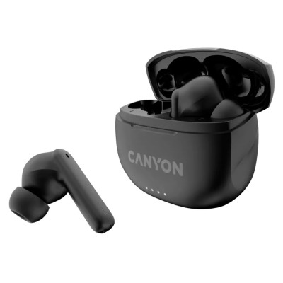 Навушники Canyon TWS-8, Black, бездротові (Bluetooth 5.3), мікрофон, динаміки 13 мм, зарядний бокс, стереозвук, функція "Handsfree", 40 / 470 mAh (CNS-TWS8B)
