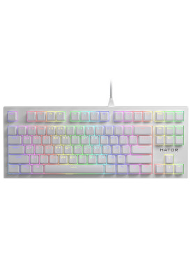 Клавіатура Hator Skyfall TKL PRO, White, USB, механічна (перемикачі Kailh Box Red), 87 кнопок, RGB підсвічування, металева пластина для міцності (HTK-656)