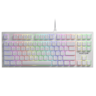 Клавіатура Hator Skyfall TKL PRO, White, USB, механічна (перемикачі Kailh Box Red), 87 кнопок, RGB підсвічування, металева пластина для міцності (HTK-656)