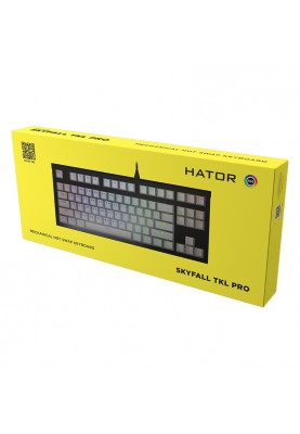 Клавіатура Hator Skyfall TKL PRO, White, USB, механічна (перемикачі Kailh Box Red), 87 кнопок, RGB підсвічування, металева пластина для міцності (HTK-656)