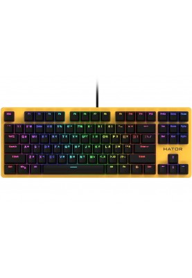 Клавіатура Hator Rockfall EVO TKL Kailh Optical, Yellow, USB, оптико-механічні (перемикачі Kailh Black), 87 кнопок, RGB підсвічування, металева пластина для міцності, 1.8 м (HTK-632)
