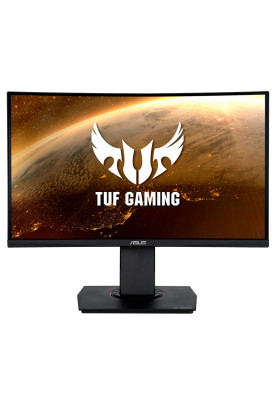 Монітор вигнутий 23.6" Asus TUF Gaming VG24VQR, Black, WLED, VA, 1920x1080 (16:9), 1 мс, 165 Гц, 350 кд/м², 3000:1, 1500R, HDR10, 178°/178°, 2xHDMI/DP, 2х2 Вт, VESA 100x100 мм, AMD FreeSync Premium
