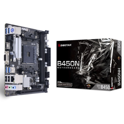 Мат.плата AM4 (B450) Biostar B450NH, B450, 2xDDR4, Int.Video(CPU), 4xSATA3, 1xM.2, 1xPCI-E 16x 3.0, ALC887, RTL8111H, 6xUSB3.2/4xUSB2.0, VGA/HDMI, Mini ITX