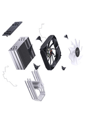 Кулер для процесора Jonsbo PISA A5, Grey, алюміній/мідь, 1x120 мм RGB, PWM, для Intel 115x/1200/1700, AMD AM4/AM5, до 265 Вт