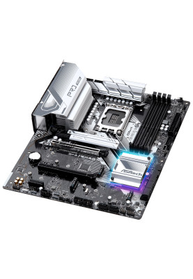 Материнська плата LGA1700, ASRock Z790 Pro RS/D4, Z790, 4xDDR4, Int.Video(CPU), 8xSATA3, 4xM.2, 1xPCI-E 16x 5.0, 1xPCI-E 16x 4.0, 2xPCI-E 1x 3.0, 1xM.2 (Key E), ALC897, RTL8125BG, 9xUSB3.2/8xUSB2.0, HDMI/DP/Type-C, CrossFire, ATX