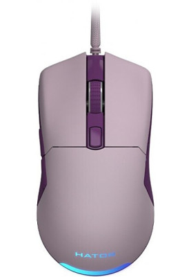 Миша Hator Pulsar Essential, Lilac, USB, оптична (сенсор PixArt PMW3327), 400-6200 dpi, RGB підсвічування, перемикачі Huano/Kailh, вбудована пам'ять, 1.8 м (HTM-307)