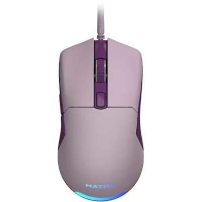 Миша Hator Pulsar Essential, Lilac, USB, оптична (сенсор PixArt PMW3327), 400-6200 dpi, RGB підсвічування, перемикачі Huano/Kailh, вбудована пам'ять, 1.8 м (HTM-307)