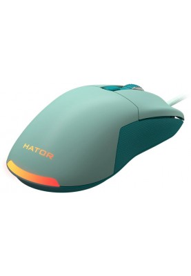 Миша Hator Pulsar Essential, Mint, USB, оптична (сенсор PixArt PMW3327), 400-6200 dpi, RGB підсвічування, перемикачі Huano/Kailh, вбудована пам'ять, 1.8 м (HTM-309)