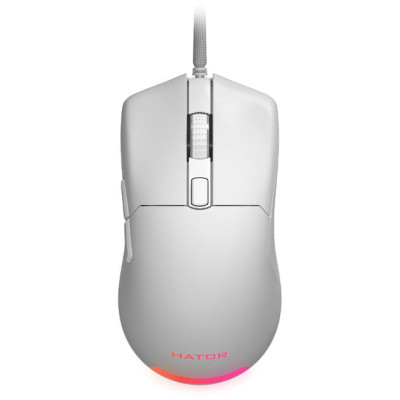 Миша Hator Pulsar Essential, White, USB, оптична (сенсор PixArt PMW3327), 400-6200 dpi, RGB підсвічування, перемикачі Huano/Kailh, вбудована пам'ять, 1.8 м (HTM-314)