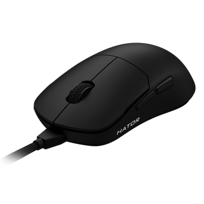 Миша Hator Quasar Essential, Black, USB, оптична (сенсор PixArt PMW3327), 800-6200 dpi, перемикачі Huano/Kailh, вбудована пам'ять для макросів, 1.8 м (HTM-400)
