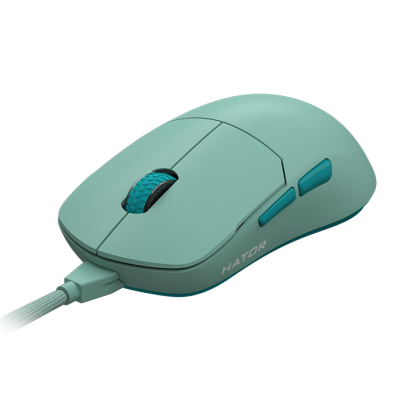 Миша Hator Quasar Essential, Mint, USB, оптична (сенсор PixArt PMW3327), 800 - 6200 dpi, перемикачі Huano / Kailh, вбудована пам'ять для макросів, 1.8 м (HTM-404)