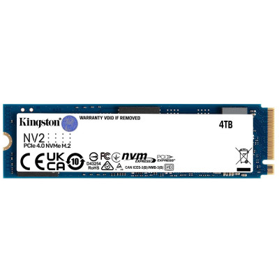 Твердотільний накопичувач M.2 4Tb, Kingston NV2, PCI-E 4.0 x4, 3D TLC, 3500/2800 MB/s (SNV2S/4000G)