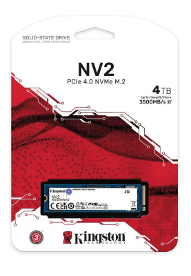 Твердотільний накопичувач M.2 4Tb, Kingston NV2, PCI-E 4.0 x4, 3D TLC, 3500/2800 MB/s (SNV2S/4000G)