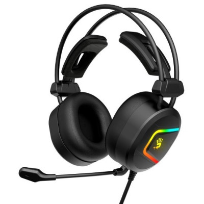 Навушники Bloody MC750 Black, мікрофон, Hi Fi, 7.1 виртуальный звук, RGB підсвітка, USB, кабель 2,3 м