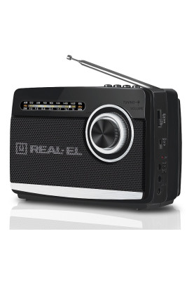Радіоприймач 1.0 Real-El X-510 Black, 3 Вт, пластиковий корпус, FM/AM/SW, USB, SD/microSD, акумулятор, ліхтарик