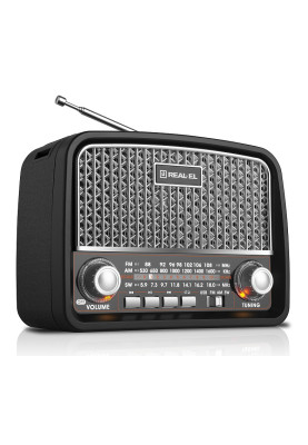 Радіоприймач 1.0 Real-El X-520 Black, 3 Вт, пластиковий корпус, FM/AM/SW, USB, SD/microSD, акумулятор