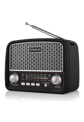 Радіоприймач 1.0 Real-El X-520 Black, 3 Вт, пластиковий корпус, FM/AM/SW, USB, SD/microSD, акумулятор