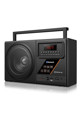Радіоприймач 1.0 Real-El X-700 Black, 7 Вт, пластиковий корпус, FM/AM/SW, Bluetooth, USB, microSD, акумулятор