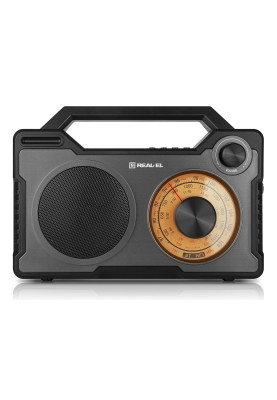 Радіоприймач 1.0 Real-El X-703 Black, 8 Вт, пластиковий корпус, FM/AM/SW, Bluetooth, USB, microSD, акумулятор