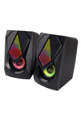 Колонки 2.0 Esperanza "Boogie", Black, 3.5 мм, 2 x 2.5 Вт, пластиковий корпус, LED підсвічування, живлення від USB, 1.2 м (EGS102)