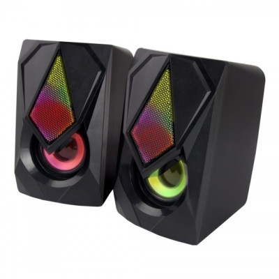 Колонки 2.0 Esperanza "Boogie", Black, 3.5 мм, 2 x 2.5 Вт, пластиковий корпус, LED підсвічування, живлення від USB, 1.2 м (EGS102)