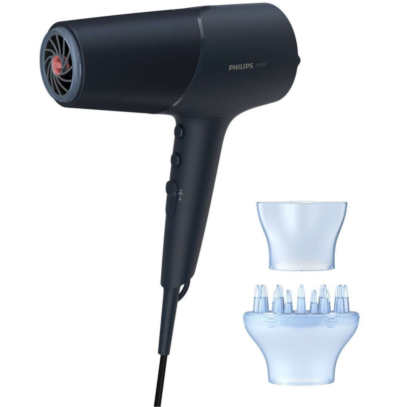 Фен Philips BHD512/00, Black, 2300W, 2 швидкості, 3 температурні режими, подача холодного повітря, іонізація, насадка-концентратор, дифузор, петля для підвішування