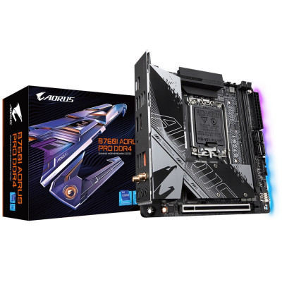 Материнська плата LGA1700, Gigabyte B760I AORUS PRO DDR4, B760, 2xDDR4, Int.Video(CPU), 4xSATA3, 2xM.2, 1xPCI-E 16x 4.0, Realtek 7.1, RTL8125BG, WiFi6, Bluetooth 5.2, 8xUSB3.2/4xUSB2.0, HDMI/DP, Mini-ITX
