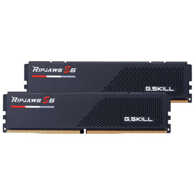 Пам'ять 16Gb x 2 (32Gb Kit) DDR5, 6000 MHz, G.Skill Ripjaws S5, Black, 30-40-40-96, 1.35V, з радіатором (F5-6000J3040F16GX2-RS5K)