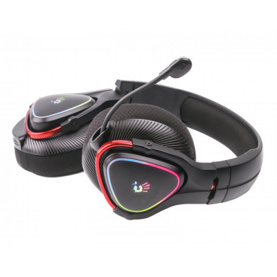 Навушники Bloody MR710 Black, 2.4 ГГц/Bluetooth v5.0, 3.5 мм, RGB підсвічування, мікрофон, літієва батарея ємністю 1200 мАгод
