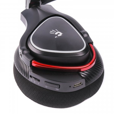 Навушники Bloody MR710 Black, 2.4 ГГц/Bluetooth v5.0, 3.5 мм, RGB підсвічування, мікрофон, літієва батарея ємністю 1200 мАгод