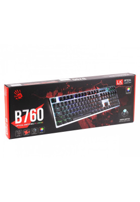 Клавіатура A4Tech Bloody B760, USB Grey ігрова, LK-Green switches, механічна, LED-підсвічування