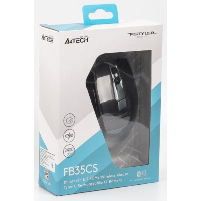 Миша A4Tech Fstyler FB35CS, Midnight Green, USB, бездротова безшумна, оптична, BT+RF (Combo), 1200/1600/2000/2400 dpi, 125 Hz, 6 кнопок, вбудований Li акумулятор