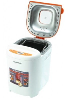 Хлібопіч Liberton LBM-6301 White/Orange 550W, макс.вага випічки 0,7/0.9kg, 11 програм, дисплей, оглядове вікно, підтримка температури, відстрочка старту