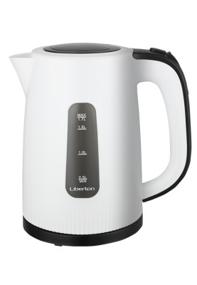Електрочайник Liberton LEK-6815, White/Black, 2000W, 1.7 л, дисковий, пластик, автовідключення, шкала рівня води, індикатор роботи, фільтр від накипу
