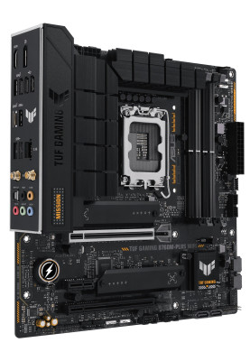 Материнська плата LGA1700, Asus TUF GAMING B760M-PLUS WIFI, B760, 4xDDR5, Int.Video(CPU), 4xSATA3, 2xM.2, 1xPCI-E 16x 5.0, 1xPCI-E 16x 4.0, 1xPCI-E 1x 4.0, Realtek 7.1, Realtek 2.5Gb, WiFi 6, Bluetooth 5.2, 8xUSB3.2/4xUSB2.0, HDMI/DP, MicroATX