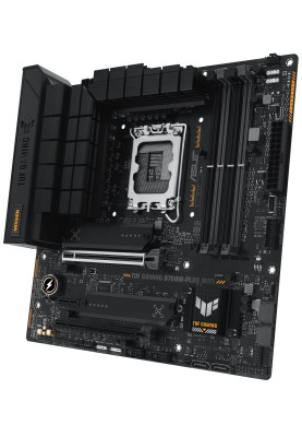 Материнська плата LGA1700, Asus TUF GAMING B760M-PLUS WIFI, B760, 4xDDR5, Int.Video(CPU), 4xSATA3, 2xM.2, 1xPCI-E 16x 5.0, 1xPCI-E 16x 4.0, 1xPCI-E 1x 4.0, Realtek 7.1, Realtek 2.5Gb, WiFi 6, Bluetooth 5.2, 8xUSB3.2/4xUSB2.0, HDMI/DP, MicroATX