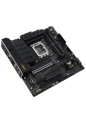 Материнська плата LGA1700, Asus TUF GAMING B760M-PLUS WIFI, B760, 4xDDR5, Int.Video(CPU), 4xSATA3, 2xM.2, 1xPCI-E 16x 5.0, 1xPCI-E 16x 4.0, 1xPCI-E 1x 4.0, Realtek 7.1, Realtek 2.5Gb, WiFi 6, Bluetooth 5.2, 8xUSB3.2/4xUSB2.0, HDMI/DP, MicroATX
