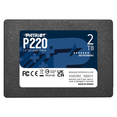 Твердотільний накопичувач SSD 2Tb, Patriot P220, SATA3, 2.5", 3D TLC, 550/500 МБ/с (P220S2TB25)