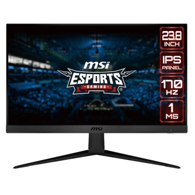 Монітор 23.8" MSI G2412, Black, WLED, IPS, 1920x1080 (16:9), 1 мс, 170 Гц, 250 кд/м², 1100:1, 178°/178°, 2xHDMI/DP, VESA 100x100 мм, 81.64% DCI-P3 / 102.58% sRGB, FreeSync Premium