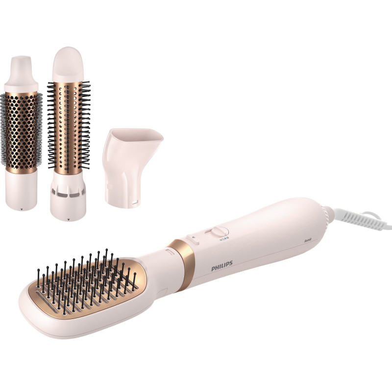 Фен-щітка Philips BHA310/00, Pink, 800W, 3 температурні режими, 2 швидкості, холодне повітря, керамічний нагрівальний елемент, функція іонізації, насадки: щітка з висувною щетиною, щітка зі змішаною щетиною, тонкий концентратор