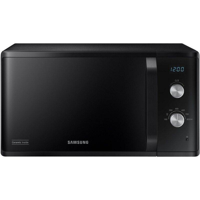 Мікрохвильова піч Samsung MS23K3614AK/UA, Black, 800W, 23л, соло, 6 рівнів потужності, керування механічне, годинник, розморожування, LED дисплей, поворотний стіл 28,8мм