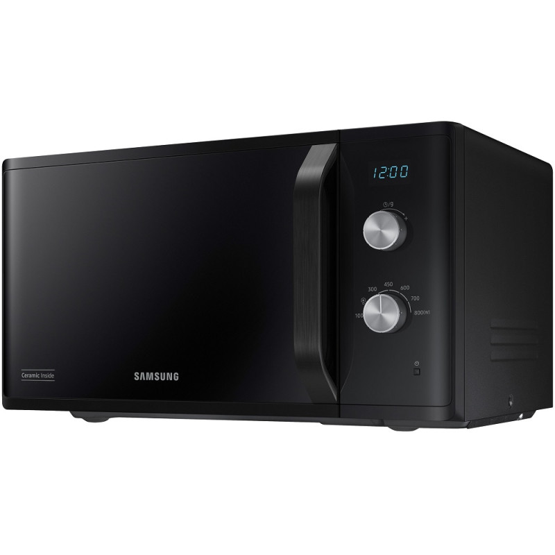 Мікрохвильова піч Samsung MS23K3614AK/UA, Black, 800W, 23л, соло, 6 рівнів потужності, керування механічне, годинник, розморожування, LED дисплей, поворотний стіл 28,8мм