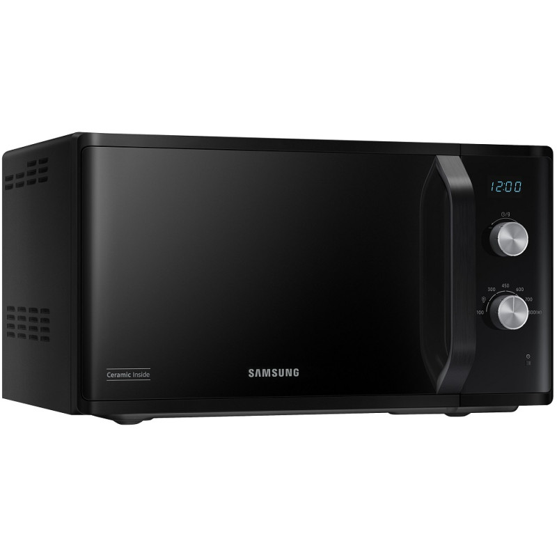 Мікрохвильова піч Samsung MS23K3614AK/UA, Black, 800W, 23л, соло, 6 рівнів потужності, керування механічне, годинник, розморожування, LED дисплей, поворотний стіл 28,8мм
