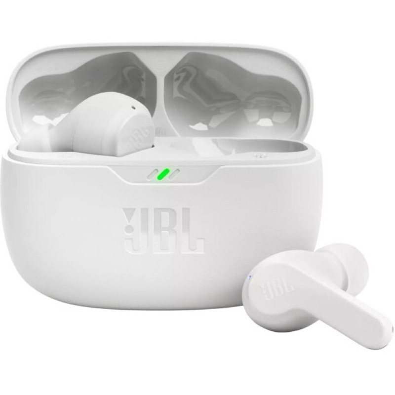 Навушники JBL Wave Beam, White, Bluetooth, мікрофон, чохол з функцією зарядки, технологія "JBL Deep Bass Sound" (JBLWBEAMWHT)